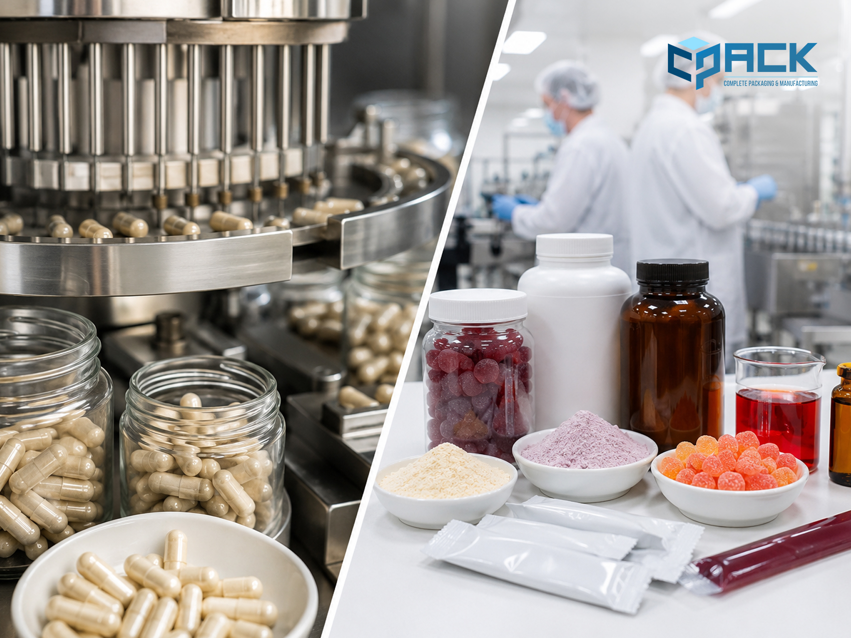 Full-service supplement contract manufacturer producing capsules, powders, gummies, and private label supplements.